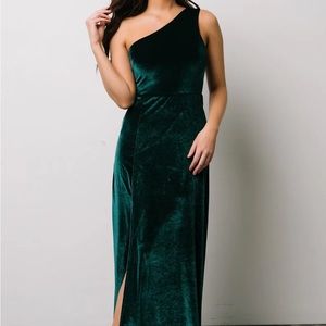 Baltic Born Tatiana Velvet One Shoulder Maxi Dress Emerald Green Size M